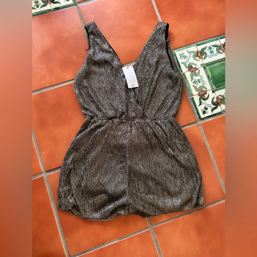 Mango romper black gold and silver